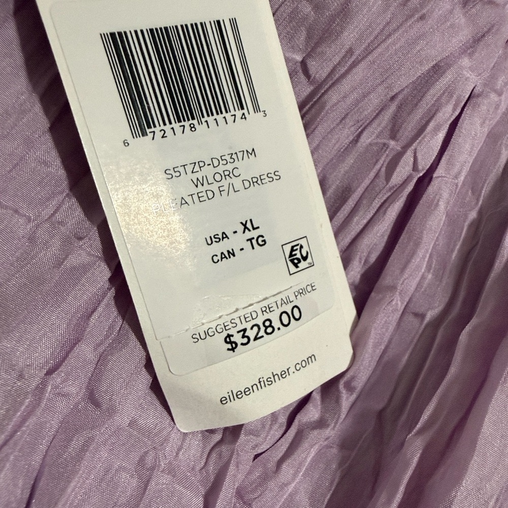 NWT EILEEN FISHER Crushed Silk V-Neck Dress - Picture 6 of 7